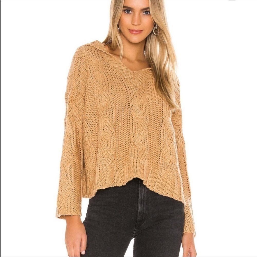Tularosa hooded cable knit sweater brown size XS
